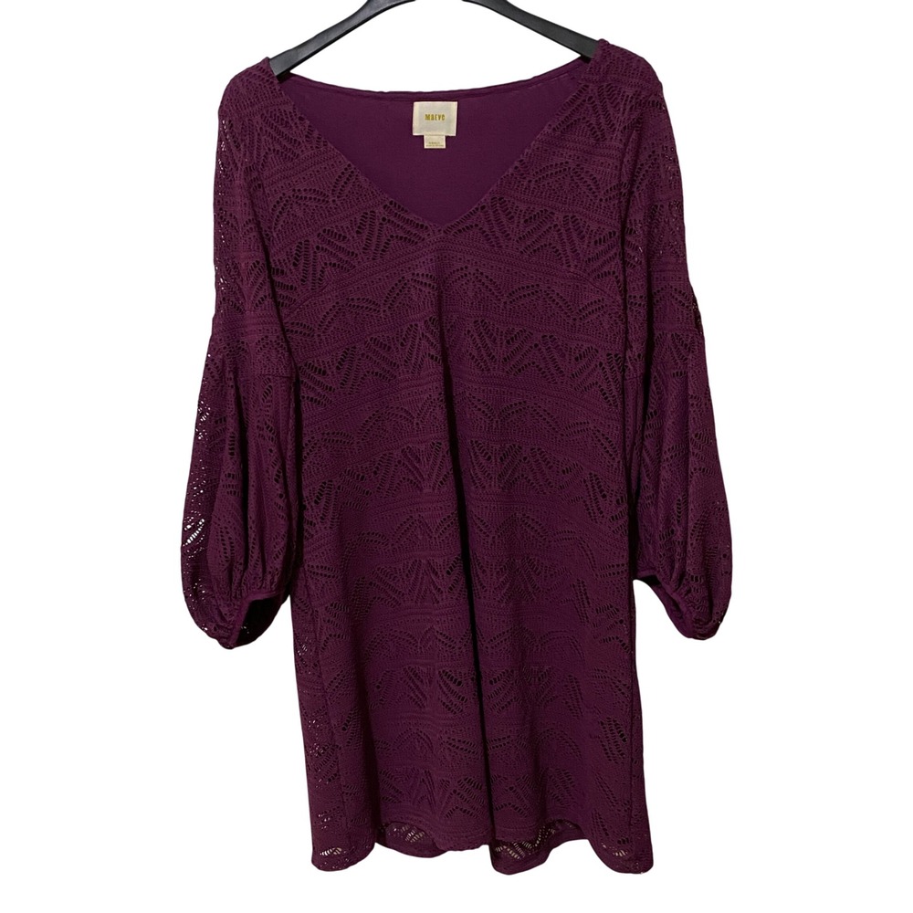 Maeve Anthropologie Laila Purple Lace Balloon Sleeve Dress S Fairy Whimsigoth